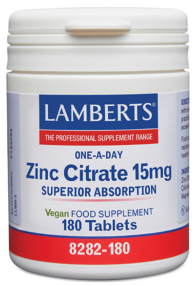 Zinc 15 mg Lamberts. 180 comprimidos