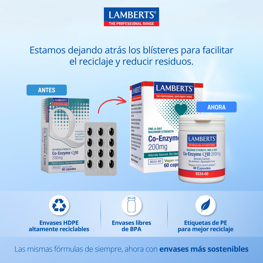 Cambio de blister a bote para ayuda reciclaje, Lamberts. 8534
