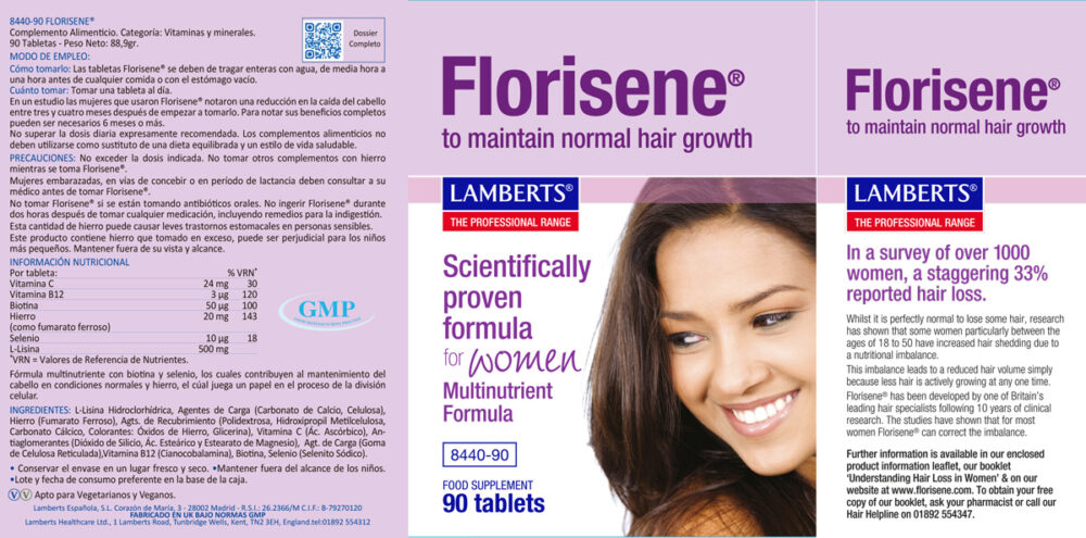 Etiqueta prospecto del Florisene Lamberts con sus propiedades e indicaciones
