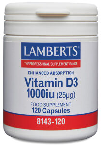 Vitamina D como D3, colecalciferol 1000 UI (25 mcg) 120 cápsulas Lamberts