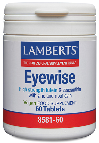 Bote interior del Eyewise con 20 mg de Luteína y mas como ayuda para la visión Lamberts