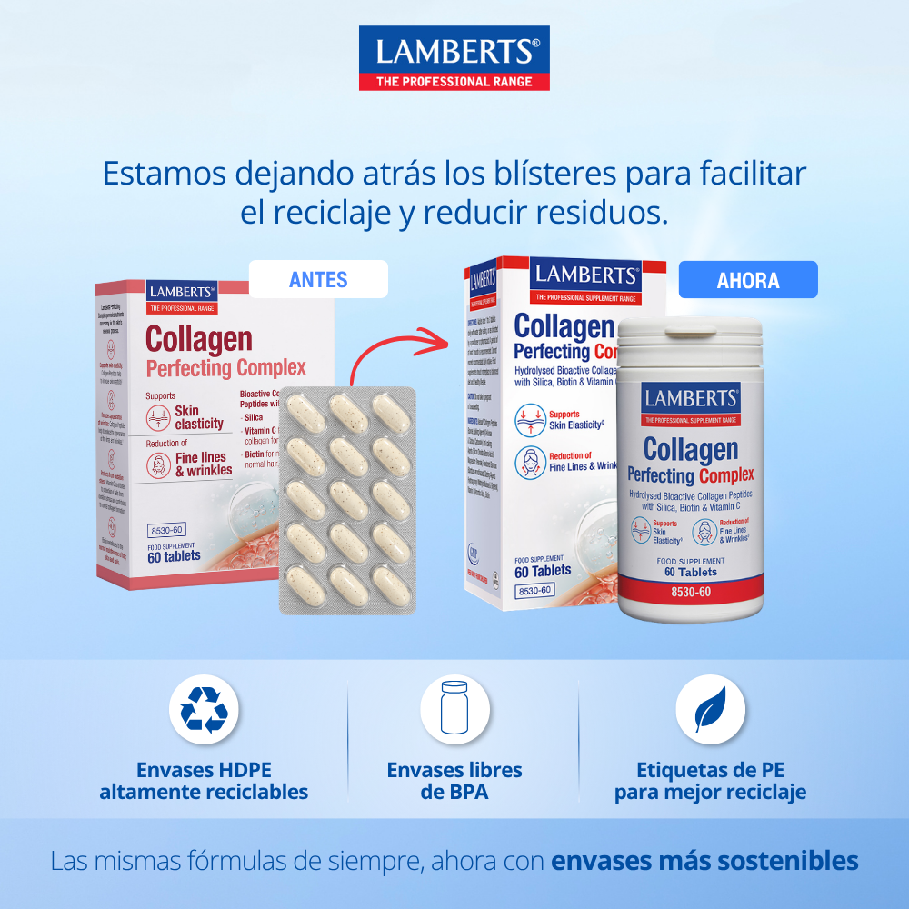 Cambio de blister a bote para ayuda reciclaje, Lamberts. 8530