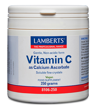Vitamina C en polvo en forma de Ascorbato de Calcio, ayuda a la formación normal del colágeno Lamberts