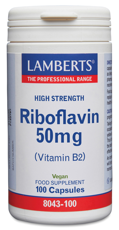 Vitamina B2 o Riboflavina 60 Cápsulas Lamberts