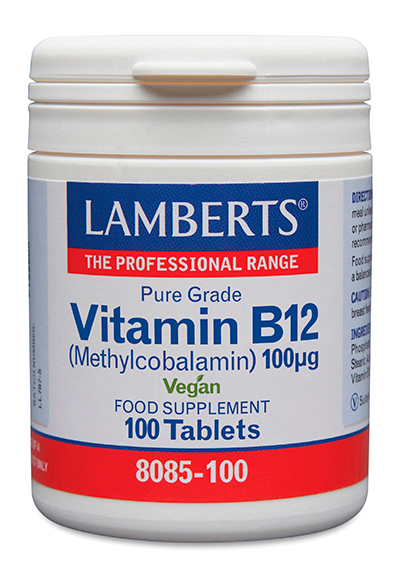 Vitamina B12 o Metilcobalamina 100 comprimidos o pastillas Lamberts