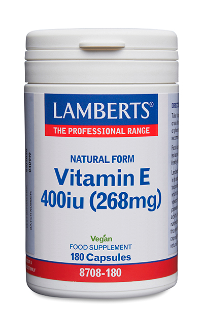 Vitamina E Natural 400 UI (268 mg) como d-alfa tocoferol cápsulas Lamberts