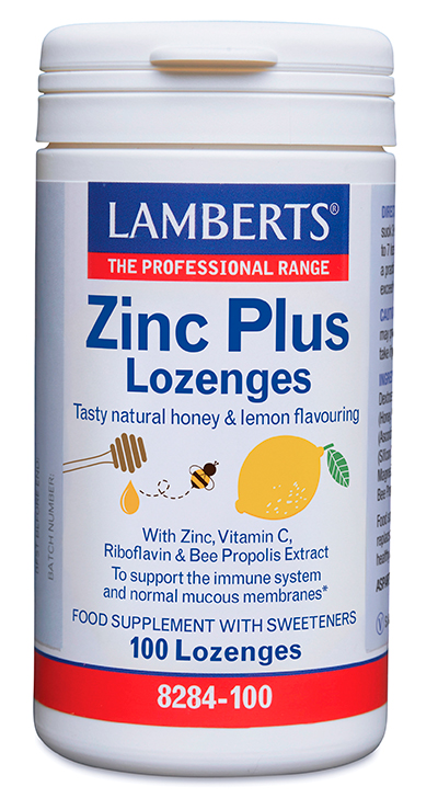 Zinc Plus con Vitamina C, Propóleo de abejas, Riboflavina y Miel Lamberts