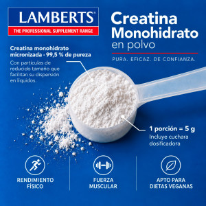 Muestra de la creatina en polvo Lamberts